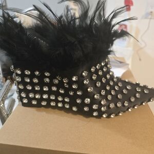 AZALEA WANG Lavina Feather Embellished Wedge Mule In Black.